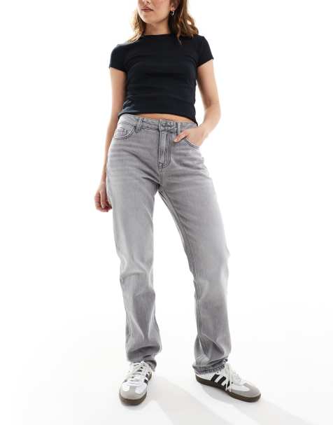 Stradivarius - STR - Rechte jeans in donkergrijs - view 1