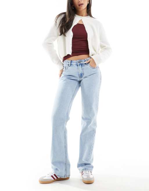 Stradivarius - STR - Rechte jeans met lage taille in lichte wassing