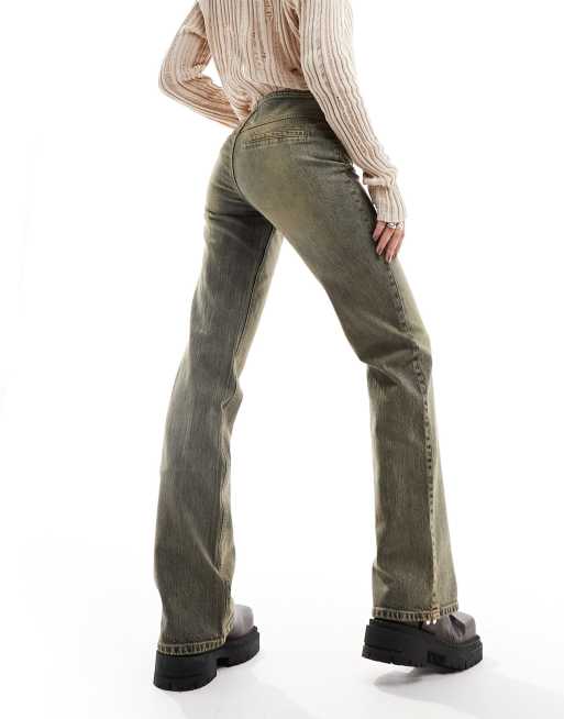 Stradivarius - STR - Rechte jeans met riem en vintage wassing , 3 van 5