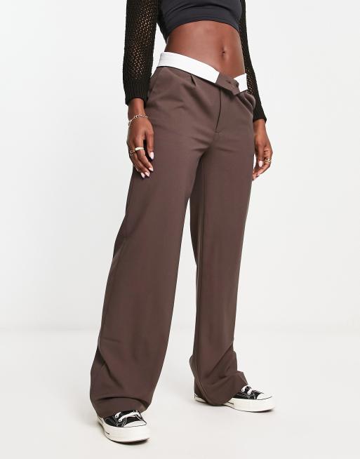 Stradivarius STR reversed waistband utility pants in brown ASOS