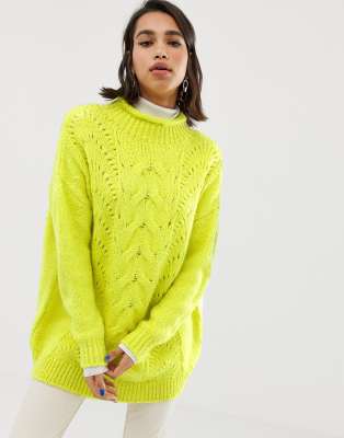 Stradivarius STR roll neck jumper in yellow