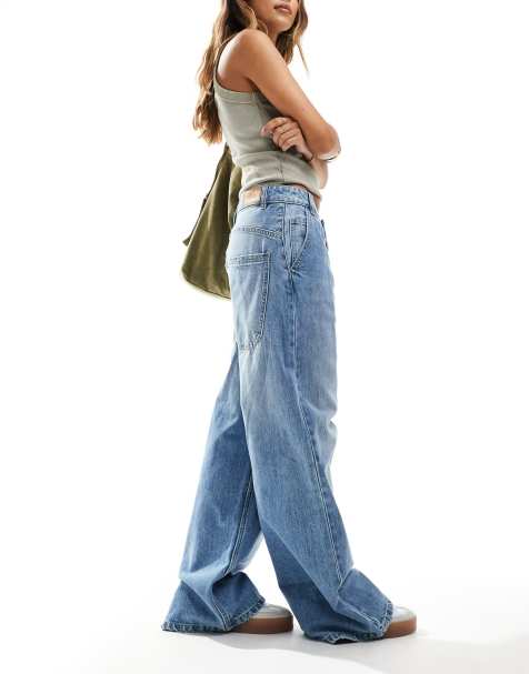Stradivarius - STR - Ruimvallende jeans in medium wassing blauw - view 1
