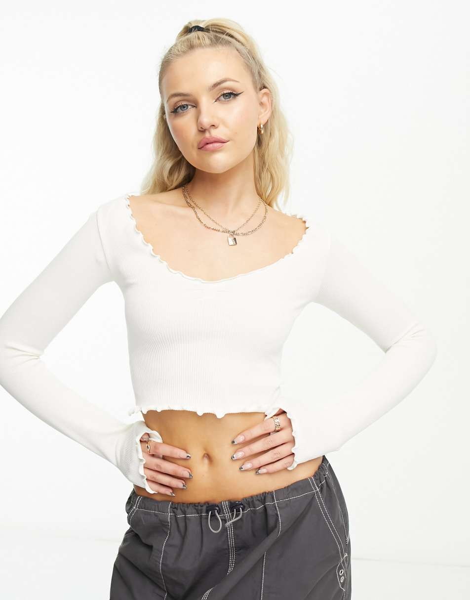 Stradivarius seamless bandeau top in ecru