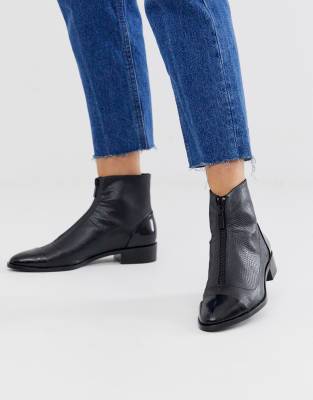 front zip flat boots
