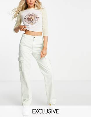 Stradivarius Str Petite Straight Leg Cargo Pants In Mintgreen ModeSens