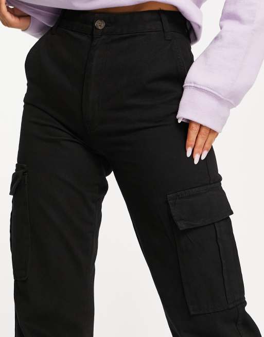 Stradivarius STR straight leg cargo trouser in black ASOS