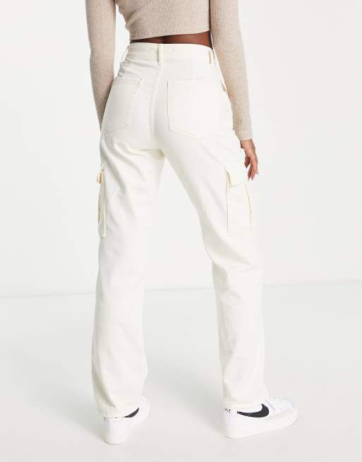 White straight leg sales cargo pants