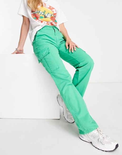 Stradivarius STR straight leg cargo trouser in green ASOS