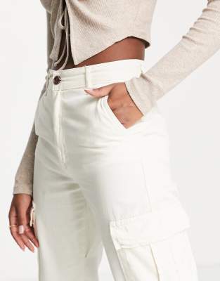 white straight leg cargo trousers