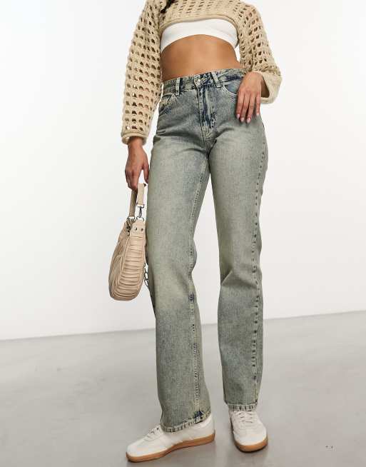 Vintage Wash Straight Leg Jeans