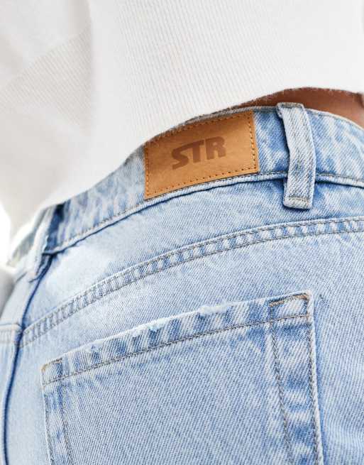 Stradivarius STR straight leg jeans in light wash blue