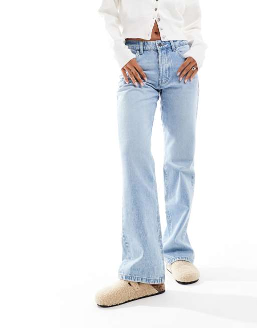 Stradivarius STR straight leg jeans in light wash blue