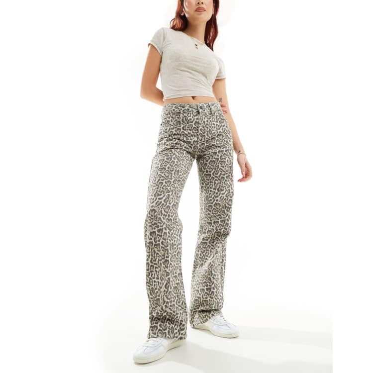 Stradivarius STR straight leg jeans in leopard print | ASOS