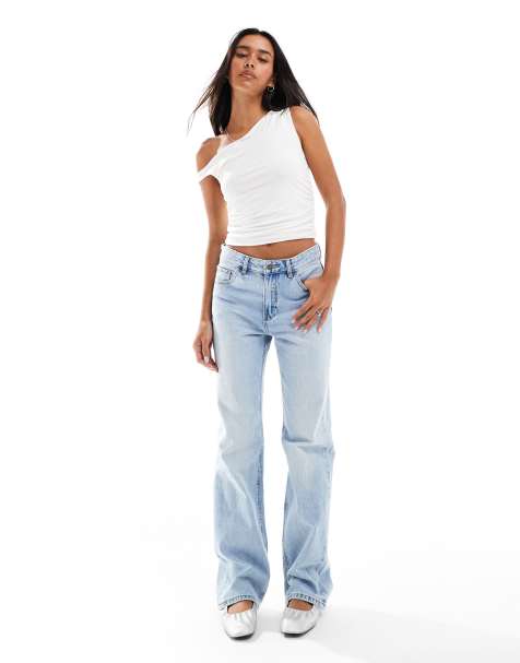 Stradivarius STR straight leg jeans in light wash blue - view 1