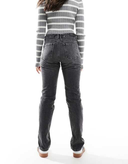 Stradivarius STR straight leg jeans in washed black, 2 of 5