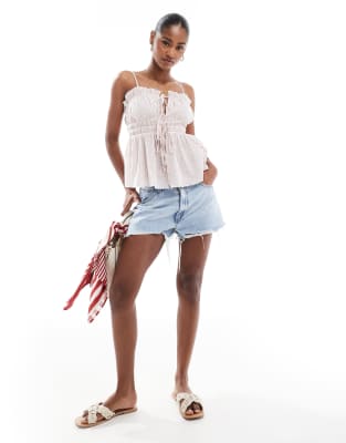 Stradivarius Str Strappy Tie Front Cami Top