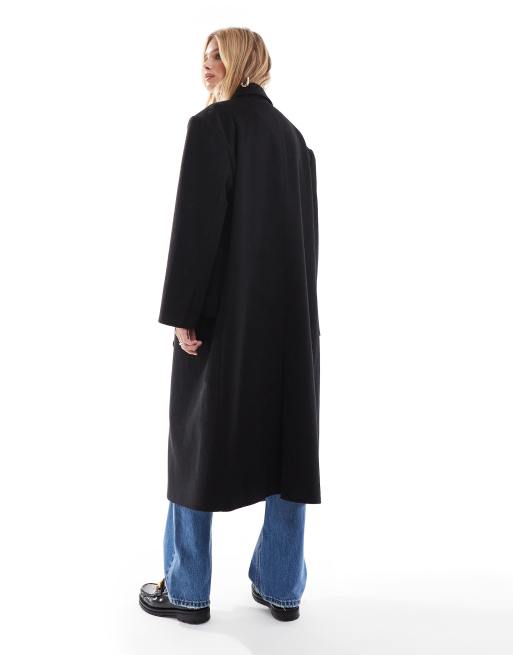 Stradivarius STR super oversized overcoat in black, 4 of 4