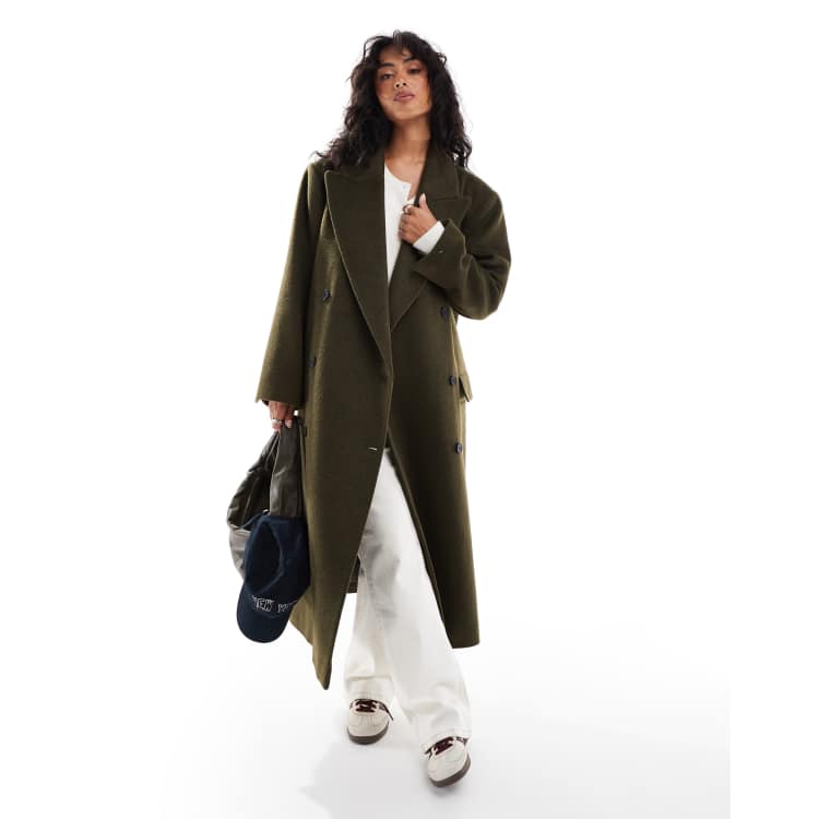 Stradivarius STR super oversized overcoat in khaki | ASOS