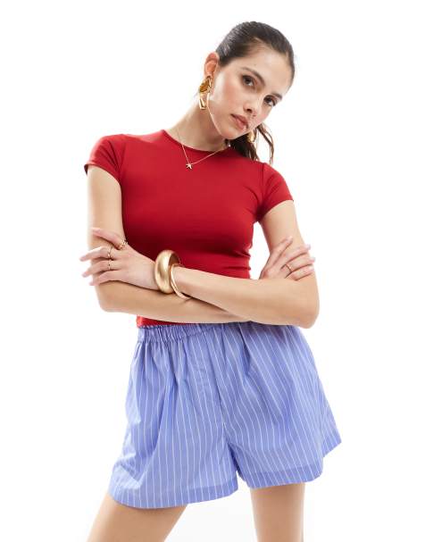 Stradivarius – STR – T-Shirt in Rot aus Polyamid - view 1