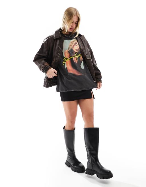 Stradivarius - STR - T-shirt met Dua Lipa print in zwart