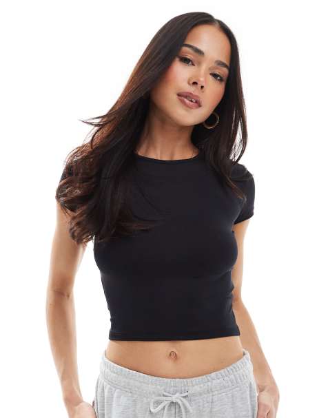 Stradivarius - STR - T-shirt van polyamide in zwart - view 1