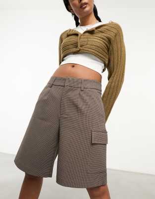 Stradivarius STR tailored jorts in check