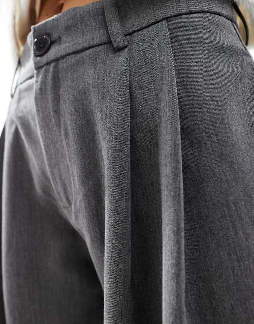 Stradivarius STR tailored pleated wide low waist pants in