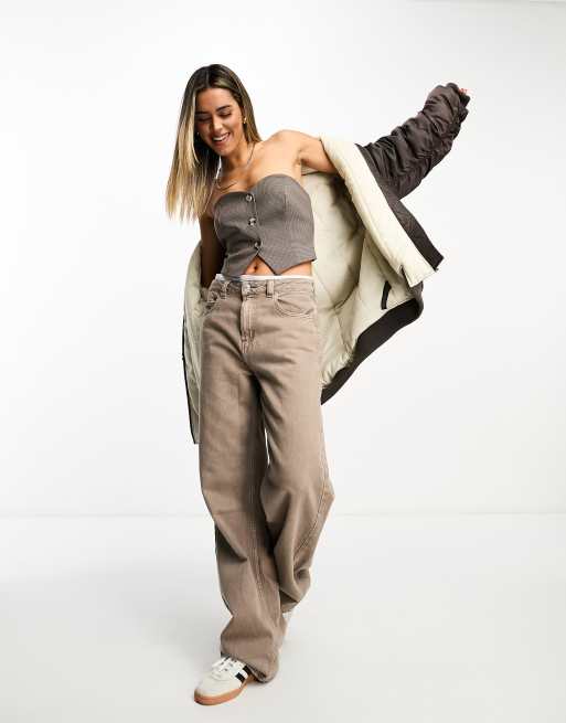 Stradivarius STR tailored waistcoat top in check print  , 4 of 4