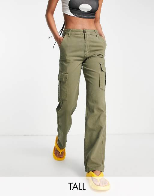 Stradivarius STR Tall straight leg cargo pants in khaki | ASOS