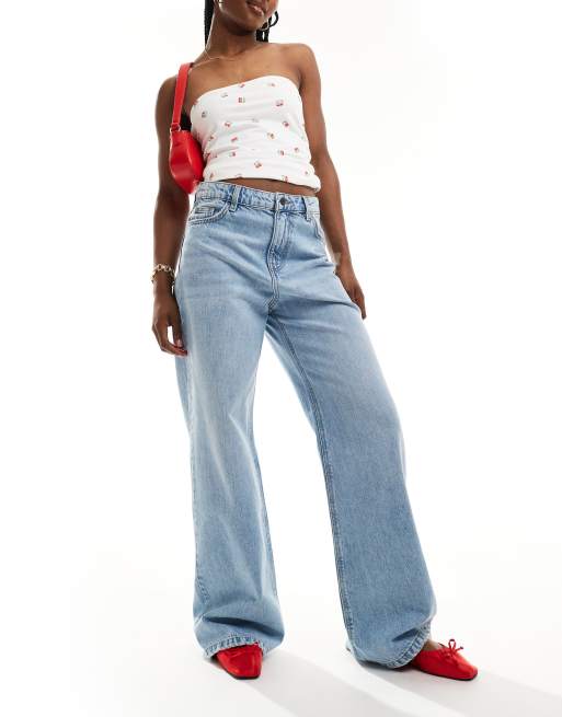 Stradivarius – STR – Weite Jeans in Hellblau