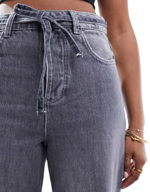 [ ] Wide Leg Fit Gray Wash Jeans ★大人気★ Grey Washed Wide Leg Jeans CO323 - Korean Women's Fashion
