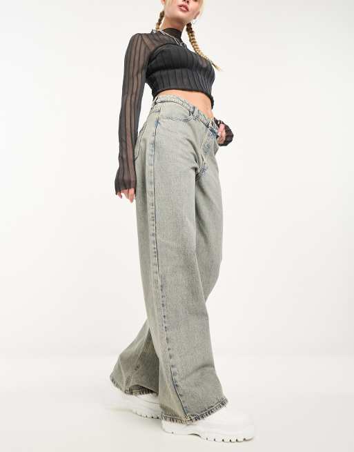 Stradivarius wide leg sweatpants in washed khaki