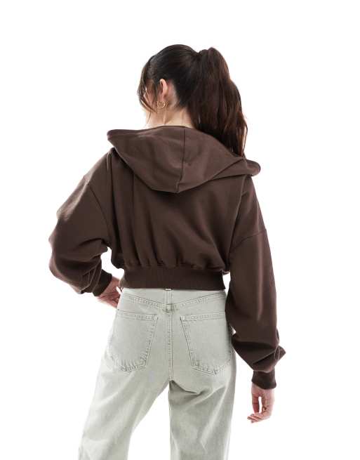 Brown cropped hoodie online