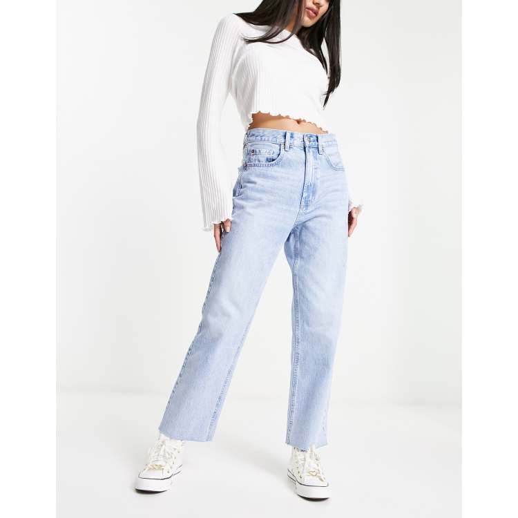 Stradivarius STR straight leg jeans in light wash blue