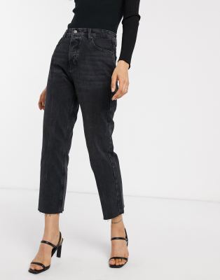 black straight fit jeans