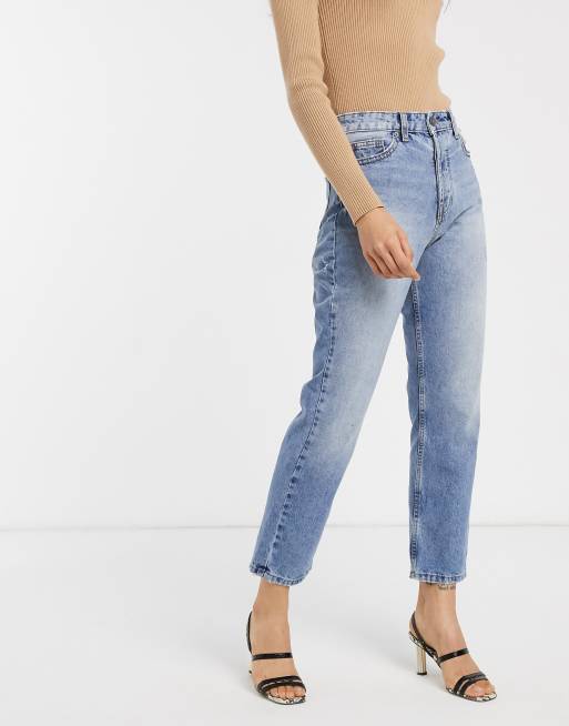 Stradivarius straight fit jeans in medium wash | ASOS