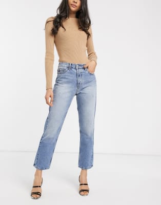 medium wash straight leg jeans
