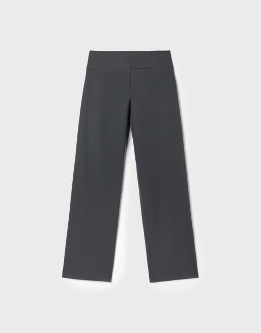 Stradivarius Straight fit trousers with buckle detail in grey, 7 of 7
