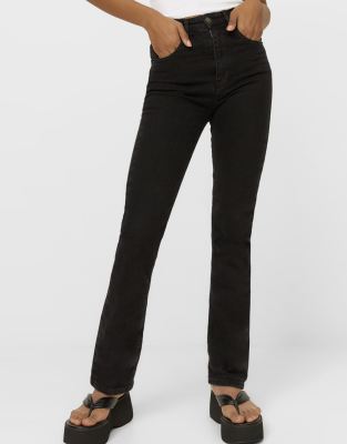 Stradivarius - Straight Jeans mit Vintage-Passform in Schwarz