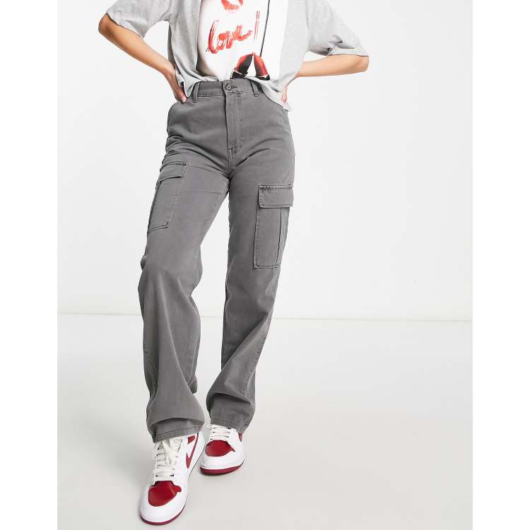 Womens grey best sale cargo trousers