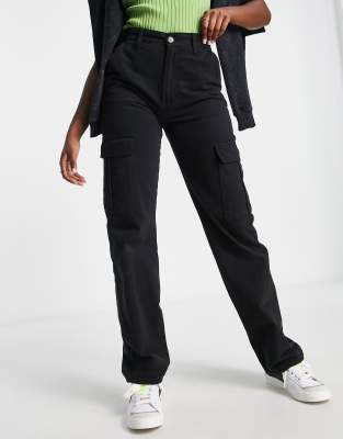 black baggy pants with white stitching