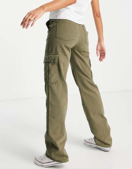 Stradivarius STR Petite straight leg cargo pants in khaki, ASOS