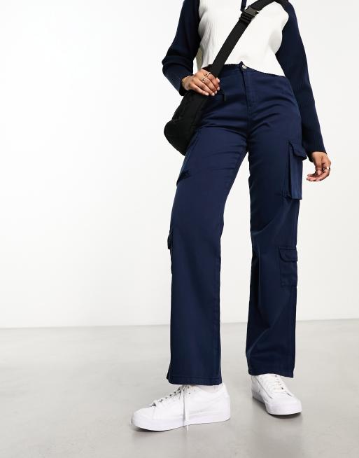 Navy Blue High Rise Straight Fit Pants