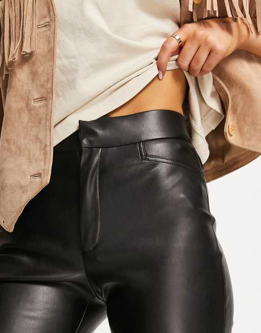 Tyra Straight Leg Faux Leather Pants - Black