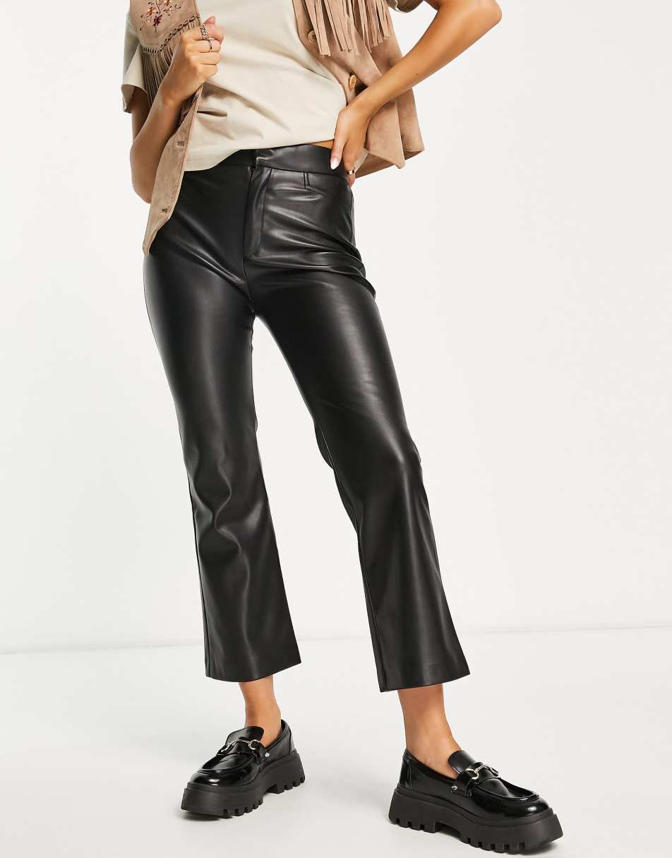 Stradivarius satin trousers in black