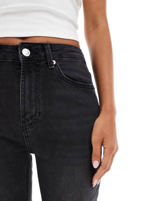 Stradivarius crop flare jeans in black