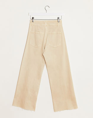 Stradivarius straight leg jeans in beige | ASOS