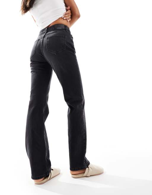 Stradivarius straight leg jean in black wash 