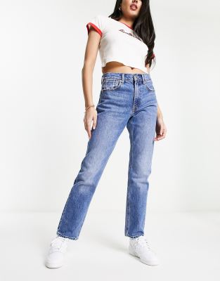 straight slim jeans in medium blue