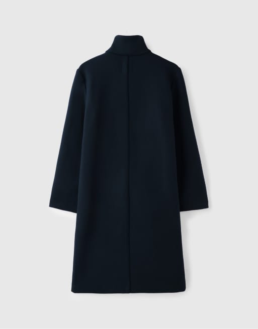 Stradivarius Straight soft-touch coat in dark blue, 7 of 7